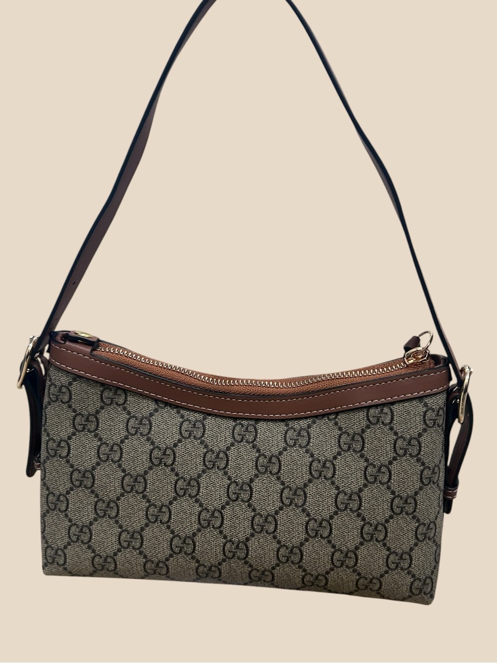GG Supreme Brown Shoulder Bag with Multicolor Butterfly Charm - Picture 2 of 7